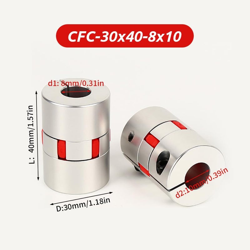 BORDSTRACT 8mm to 10mm Plum Flexible Shaft Coupling, Diameter 30mm Length 40mm Aluminium Motor Connector Flexible Spider Coupler for 3D Printer CNC Machine Servo Stepped Motor - Image 2